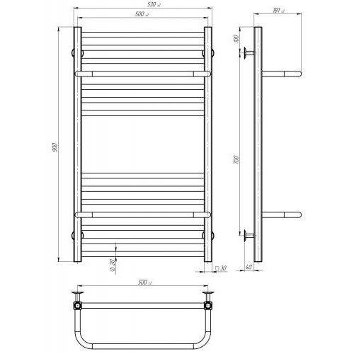 Сушарка водяна Sigma П14 500х900 Deffi Білий Нижнє підключення (A.SI.90.50.14.W.A) в інтернет супермаркеті PbayMarket!