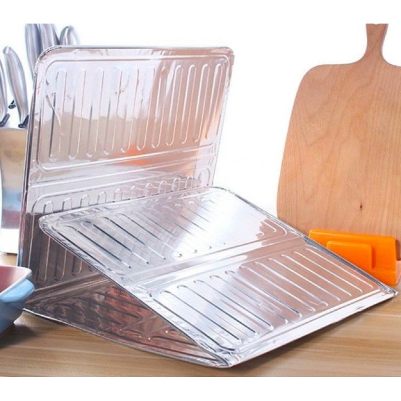 Захисна складна панель фольга для газової плити від бризків Mine 84х32,5 см Срібляста ((hub_r1r3t6)