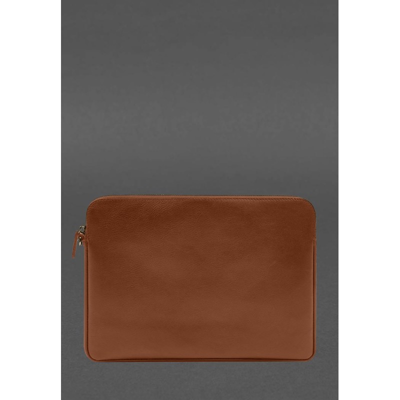 Шкіряний чохол для ноутбука на блискавці з кишенею та хлястиком на руку Світло-коричневий BlankNote