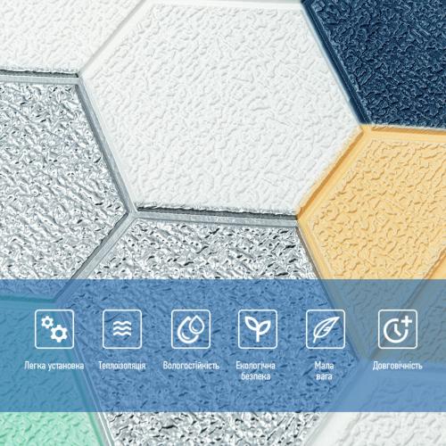 Панель стінова 3D 700х770х4мм мозаїка синьо-жовта (D) Sticker Wall SW-00002016 Панель стінова 3D 700х770х4мм мозаїка синьо-жовта (D) Sticker Wall SW-00002016