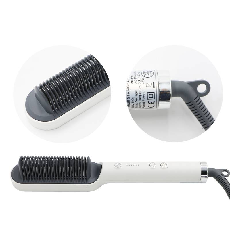 Електричний гребінець-випрямляч для волосся Hair Style UKC праска з турмаліновим покриттям 6 температурних режимів Білий