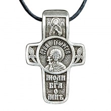 Хрест натільний посріблений Silvering Георгій Святий Великомученик Георгій Побідоносець 3х1,8х0,2 см (19544)
