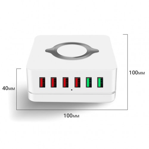 Мультизарядна док-станція з бездротовою зарядкою Addap MCS-E6 QC3.0 75W 6 USB