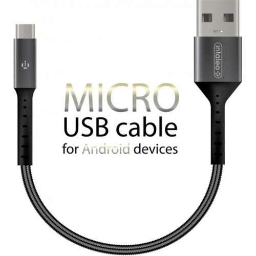 Кабель Intaleo CB0 USB-microUSB 0.2м Black/Grey (1283126495632)