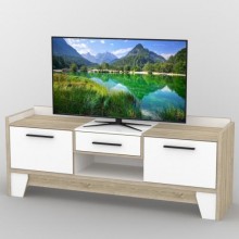 Тумба під телевізор Тиса Мебель ТВ-381 Дуб сонома Білий 68x44x180 см