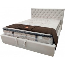 Ліжко BNB Arizona Comfort 90 х 190 см Стрази З підйомним механізмом та нішою для білизни Бежевий