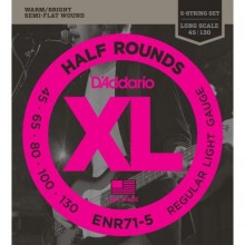 Струни для бас-гітари D'Addario ENR71-5 Nickel Half Rounds Wound Regular Light Bass 5 Strings 45/130