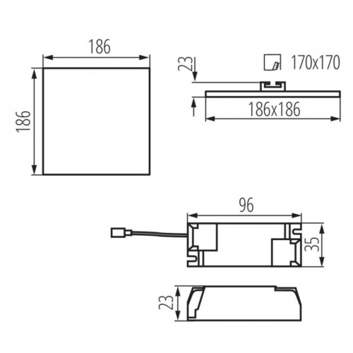Точковий світильник Kanlux Arel 18.6x18.6x2.3 см Білий (Kan29595)