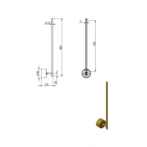 Бра PikArt Line 9.2x60 см Золотистий (26301-25)
