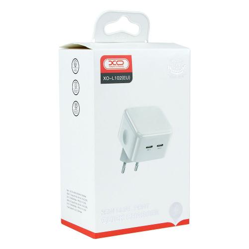 Мережевий зарядний пристрій XO L102 EU Dual QC3.0 type-C port 35W 3A White Мережевий зарядний пристрій XO L102 EU Dual QC3.0 type-C port 35W 3A White