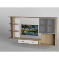 Стінка в вітальню Тиса Мебель Вітальня-203 Сонома Білий 1200x300x2260 мм Стінка в вітальню Тиса Мебель Вітальня-203 Сонома Білий 1200x300x2260 мм