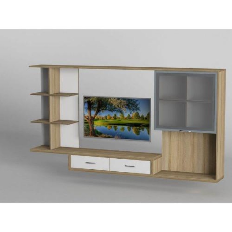 Стінка в вітальню Тиса Мебель Вітальня-203 Сонома Білий 1200x300x2260 мм