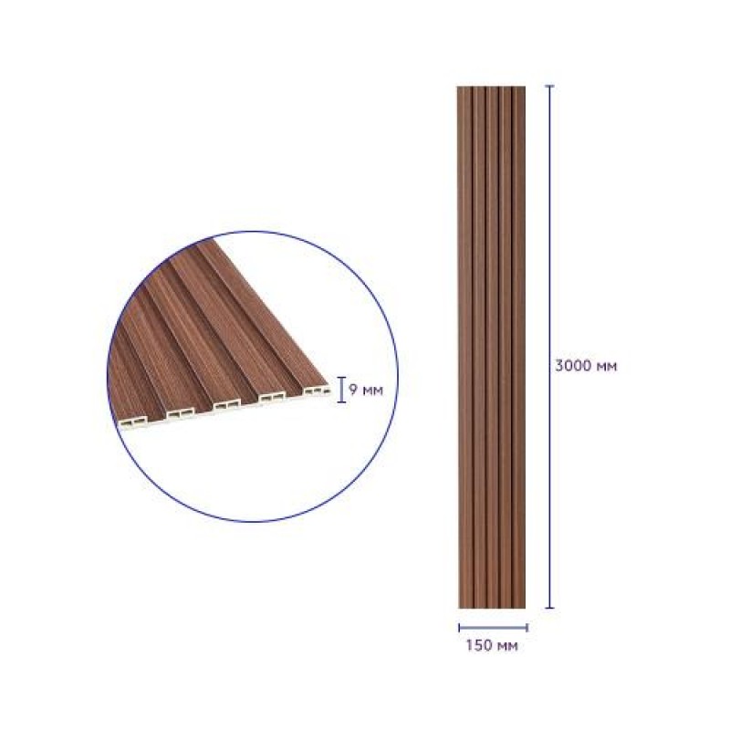 Декоративна стінова рейка Sticker Wall WPC 3000x150x9 мм Капучіно (SW-00001868)