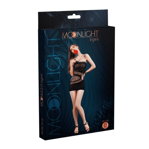 Мінісукня на одне плече Moonlight Model 12 XS-L Black, вертикальна бахрома в інтернет супермаркеті PbayMarket!