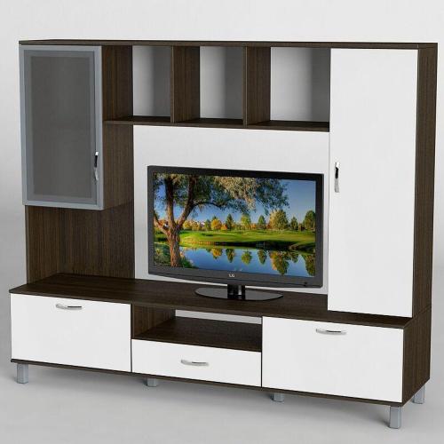 Стінка в вітальню Тиса Мебель Вітальня-39 Венге Білий 1600x450x1800 мм Стінка в вітальню Тиса Мебель Вітальня-39 Венге Білий 1600x450x1800 мм