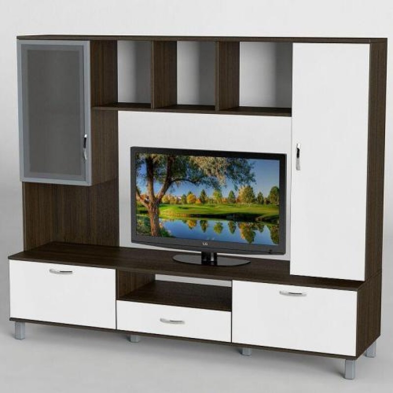 Стінка в вітальню Тиса Мебель Вітальня-39 Венге Білий 1600x450x1800 мм