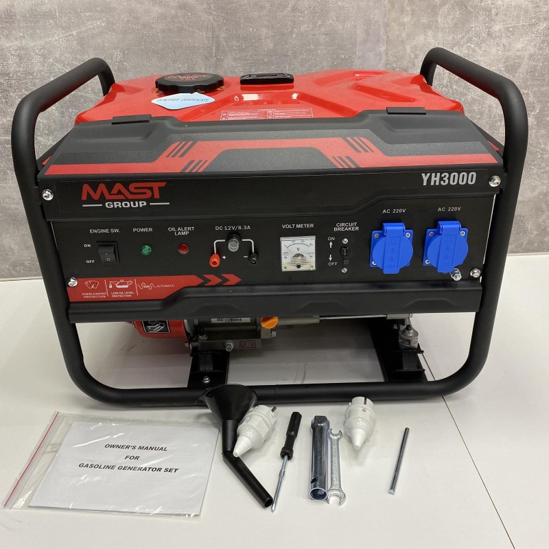 Генератор 2,5-2,8 кВт з мідною обмоткою + AVR (стабілізатор напруги) сертифікований двигун Mast Group YH3000