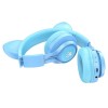 Навушники бездротові з вушками дитячі HOCO W39 Cat ear kids з підсвічуванням RGB блакитні