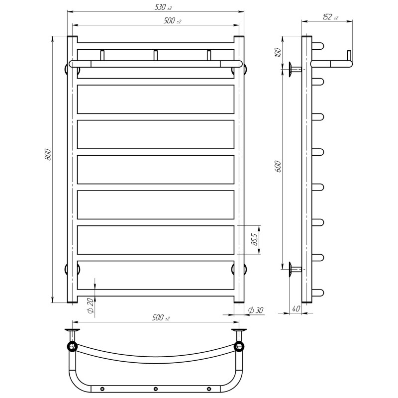 Рушникосушарка електрична Класік N П8 500х800 Deffi Білий WD03 (C.KN.80.50.8.E.W.L.1)