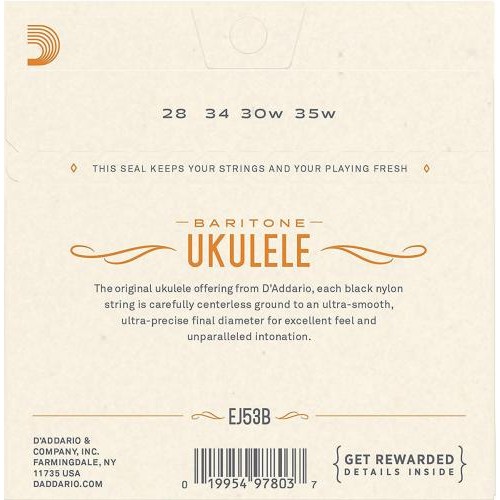 Струни для укулеле D'Addario EJ53B Black Nylon Baritone Ukulele Strings 28/35 Струни для укулеле D'Addario EJ53B Black Nylon Baritone Ukulele Strings 28/35