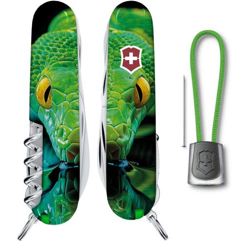Складаний ніж Victorinox Huntsman Zodiac Зелена дерев'яна змія 91 мм Різнокольоровий (1.3713.3_Z4310pk) Складаний ніж Victorinox Huntsman Zodiac Зелена дерев'яна змія 91 мм Різнокольоровий (1.3713.3_Z4310pk)