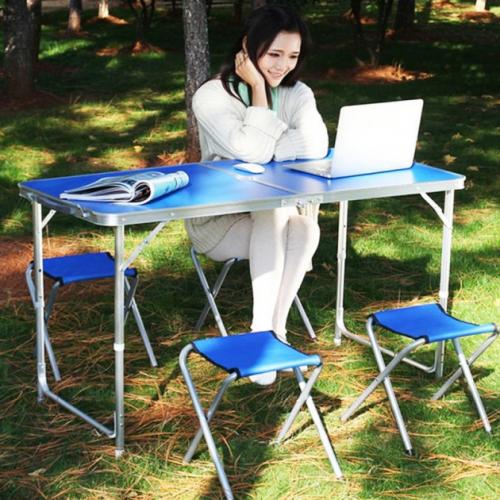 Розкладний туристичний стіл для пікніка зі стільцями набір туристичний у валізі складаний стіл та 4 стільці Easy Campi Синій Розкладний туристичний стіл для пікніка зі стільцями набір туристичний у валізі складаний стіл та 4 стільці Easy Campi Синій