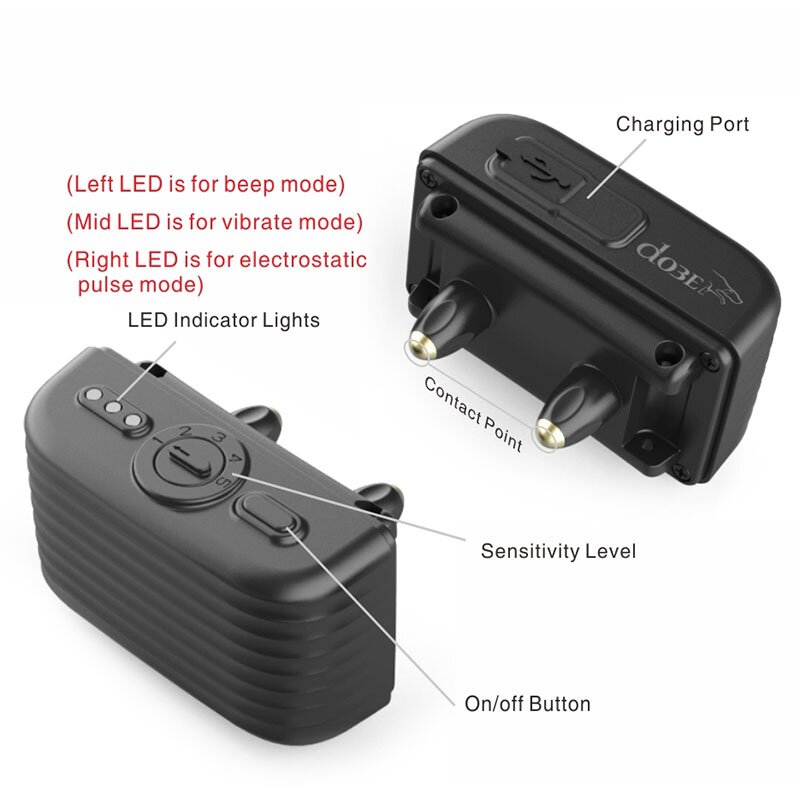 Електронний ошийник для собаки для дресирування + антилай 2 в 1 Dobe DB 500, червоний ремінець
