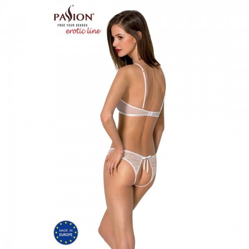 Комплект: бра, трусики з ажурним декором та відкритим кроком Ursula Set white L/XL — Passion в інтернет супермаркеті PbayMarket!