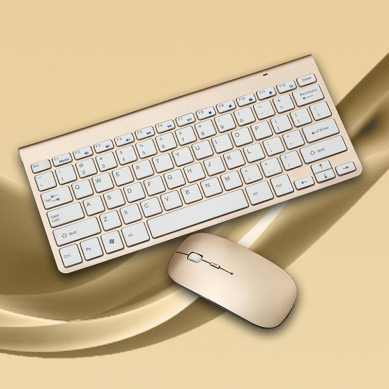 Комплект бездротової клавіатура та миша оптична UKC Wireless 0902 Золотиста