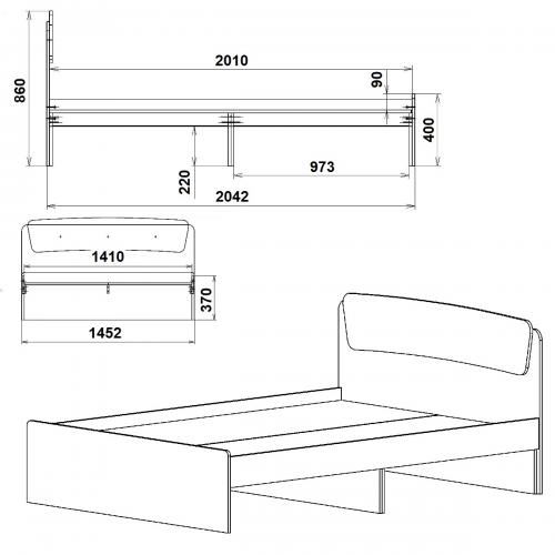 Ліжко Класика 140 Компанит дуб сонома Ліжко Класика 140 Компанит дуб сонома