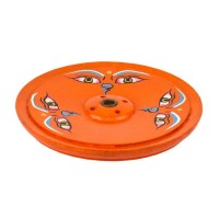 Підставка для пахощів Очі Будди Дерево Ручна робота 9,5х9,5х1 см Оранжевий (25524)