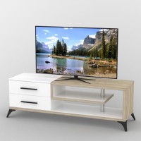 Тумба під телевізор Тиса Мебель ТВ-334 Дуб сонома Білий 50x54x160 см Тумба під телевізор Тиса Мебель ТВ-334 Дуб сонома Білий 50x54x160 см