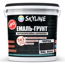 Емаль-грунт акрил-поліуретанова шовковисто-матова Skyline RAL 9004 3в1 Чорний 6 кг