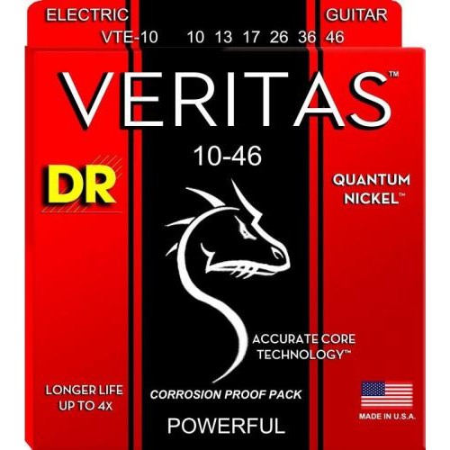 Струни для електрогітари 6 шт DR VTE-10 Veritas Quantum Nickel Electric 10/46 Струни для електрогітари 6 шт DR VTE-10 Veritas Quantum Nickel Electric 10/46