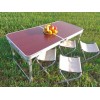 Розкладний стіл посилений Easy Campi для пікніка зі стільцями набір у валізі Коричневий+Мангал