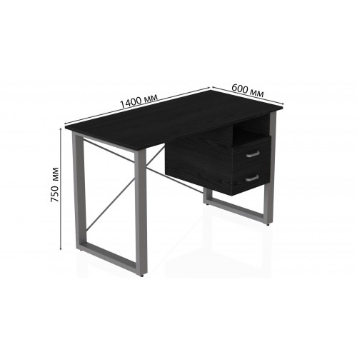 Письмовий стіл із ящиками Ferrum-decor Оскар 750x1400x600 метал Сірий ДСП Сосна Кембра 16 мм (OSK0038) в інтернет супермаркеті PbayMarket!