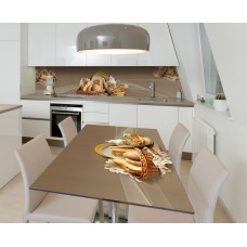 Наклейка 3Д вінілова на стіл Zatarga «Ароматний хліб» 600х1200 мм для будинків, квартир, столів, кав'ярень