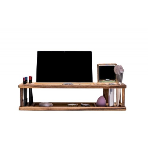 Дерев'яний  холдер для зберігання косметики із дзеркалом ecoWalnut 440x140x110 мм Дерев'яний  холдер для зберігання косметики із дзеркалом ecoWalnut 440x140x110 мм