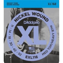 Струни для електрогітари D'Addario EXL116 Medium Top/Heavy Bottom Electric Guitar Strings 11/52