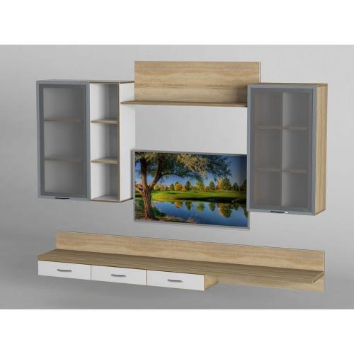 Стінка в вітальню Тиса Мебель Вітальня-209 Сонома Білий 1200x316x2200 мм Стінка в вітальню Тиса Мебель Вітальня-209 Сонома Білий 1200x316x2200 мм