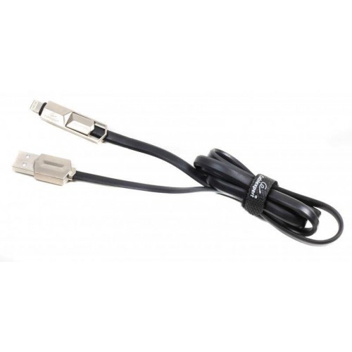 Кабель плоский Cablexpert USB 2.0 BM - Lightning + microUSB 1м Чорний (CCPB-ML-USB-05BK) в інтернет супермаркеті PbayMarket!