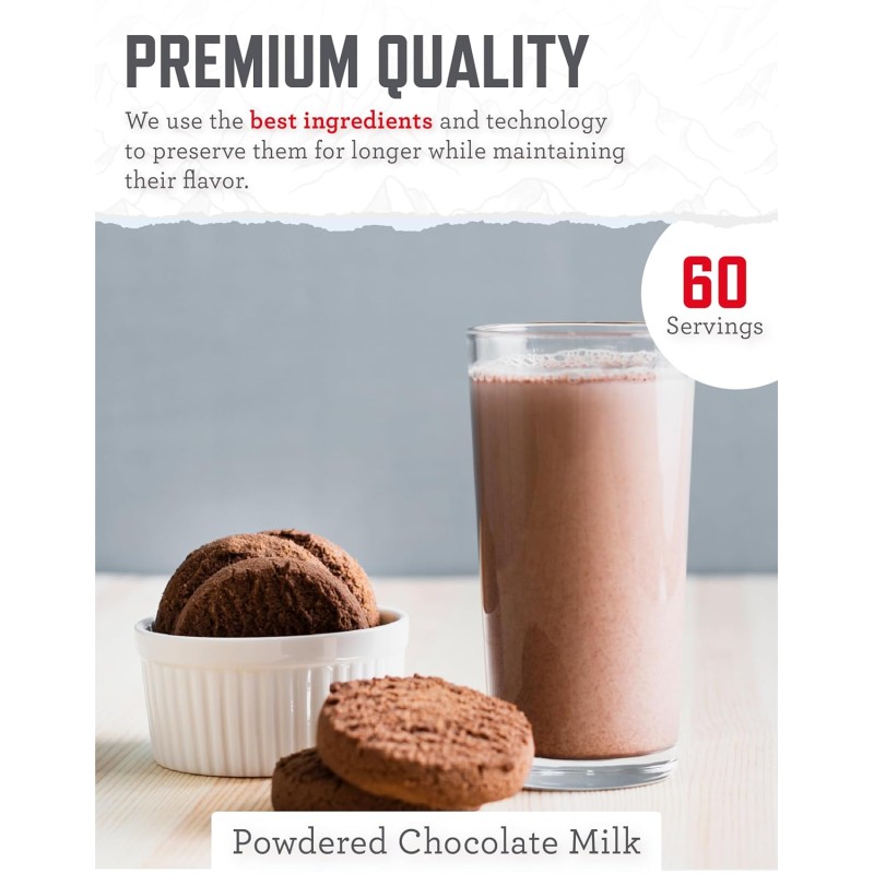 Шоколадне молоко сублімоване з великим терміном придатності до 25 років Ready Wise, 60 порцій
