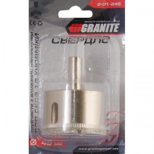 Свердло трубчасте GRANITE з алмазним напиленням для скла та плитки 45 мм 2-01-245 Свердло трубчасте GRANITE з алмазним напиленням для скла та плитки 45 мм 2-01-245