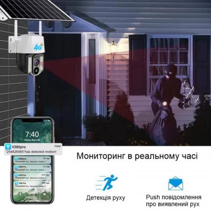 Автономна вулична 4G камера відеоспостереження Nectronix VC3-G V380 pro (101132)