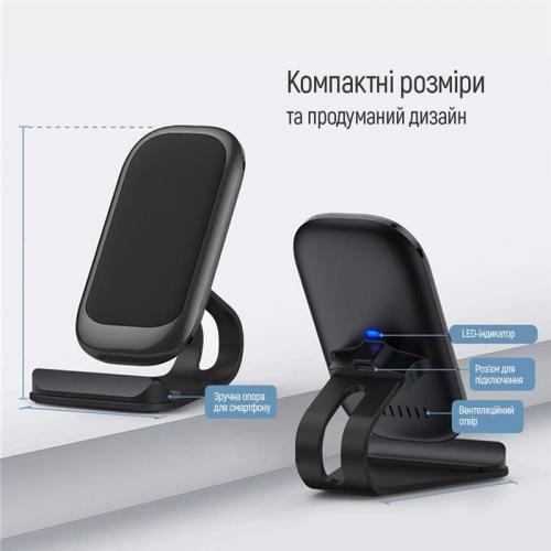 Бездротовий зарядний пристрій ColorWay Wireless Stand 15W Black (CW-CHW31Q-BK) Бездротовий зарядний пристрій ColorWay Wireless Stand 15W Black (CW-CHW31Q-BK)