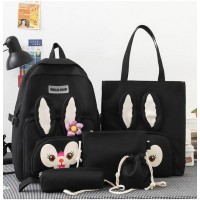 Рюкзак шкільний для дівчинки Hoz Rabbit 5 в 1 (рюкзак, шоппер, пенал, сумочка, гаманець) Чорний (SK001671)