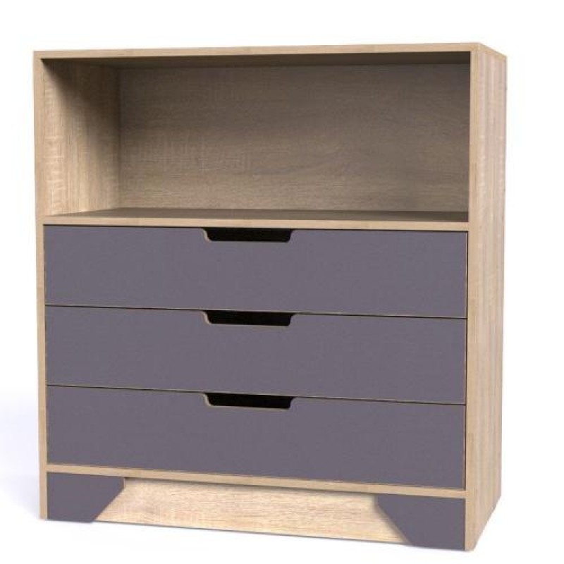 Комод Тиса Мебель Модуль-124 Дуб сонома Графіт 96x40x90 см