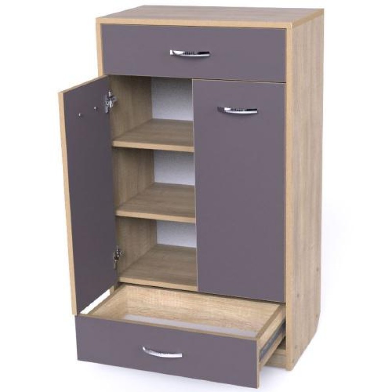 Тумба для взуття Тиса Мебель ТО-144 Дуб сонома Графіт 105x60 см