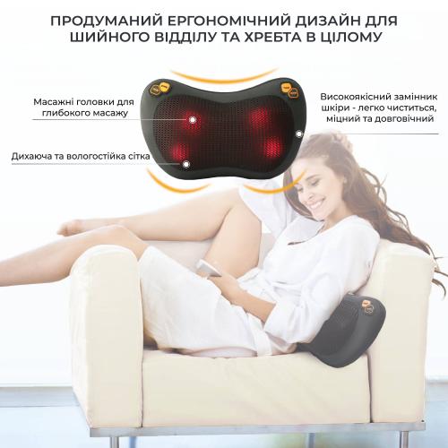 Масажна роликова подушка No Brand інфрачервоний масажер для спини, шиї та тіла Масажна роликова подушка No Brand інфрачервоний масажер для спини, шиї та тіла