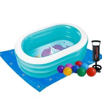 Дитячий надувний басейн Intex 57482-2 «Морські друзі», 163 х 107 х 46 см, з кульками 10 шт, підстилкою, насосом
